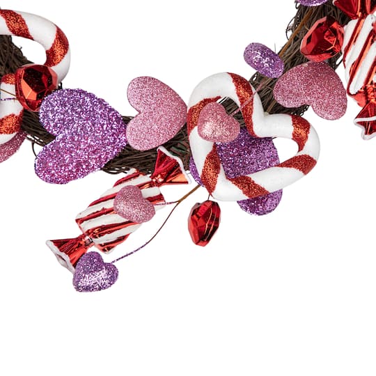 16" Pink & Purple Valentine's Day Candies & Hearts Wreath